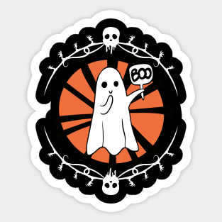 Halloween Cute Ghost Boo Sign Sticker